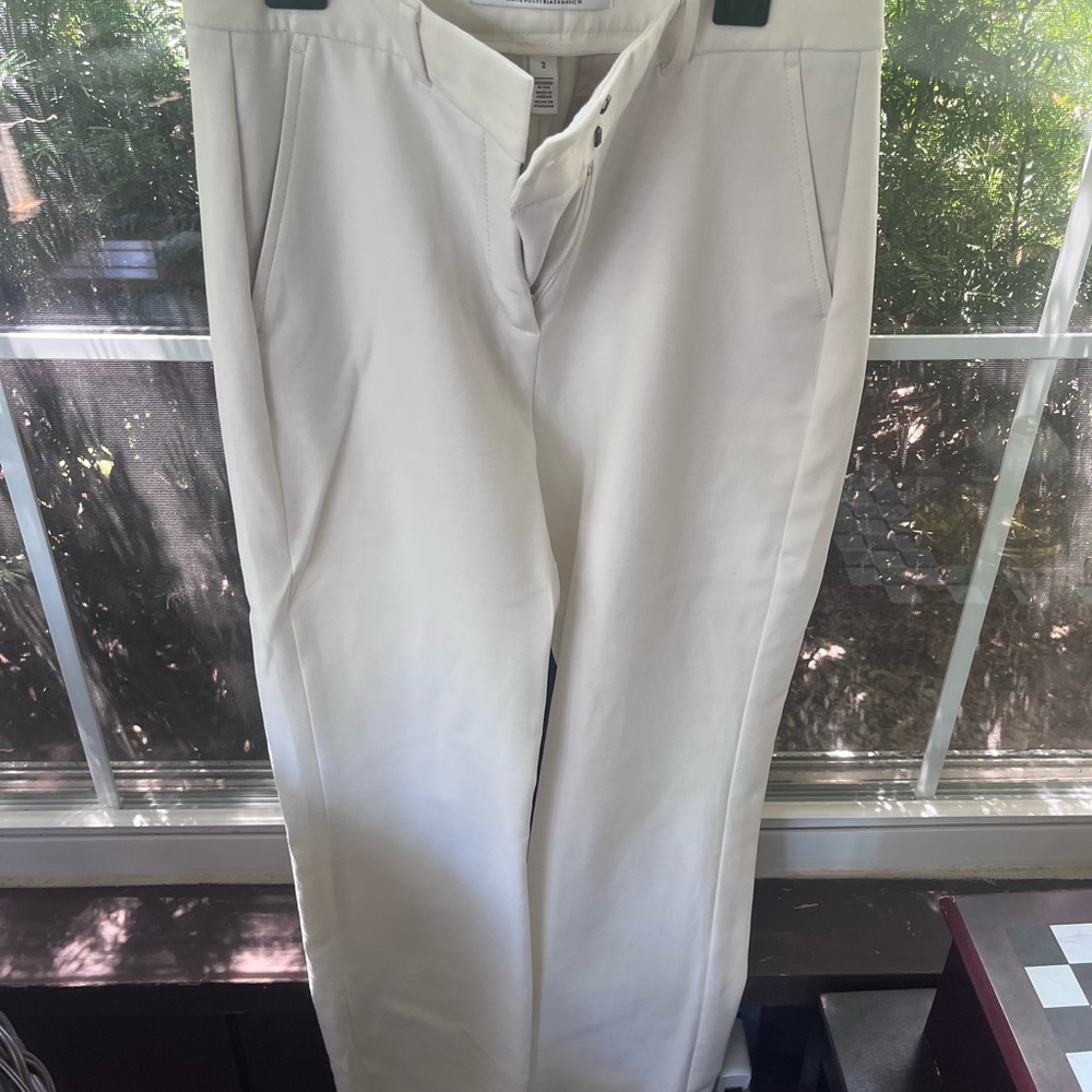 White House Black Market Cream Straight Leg Pants